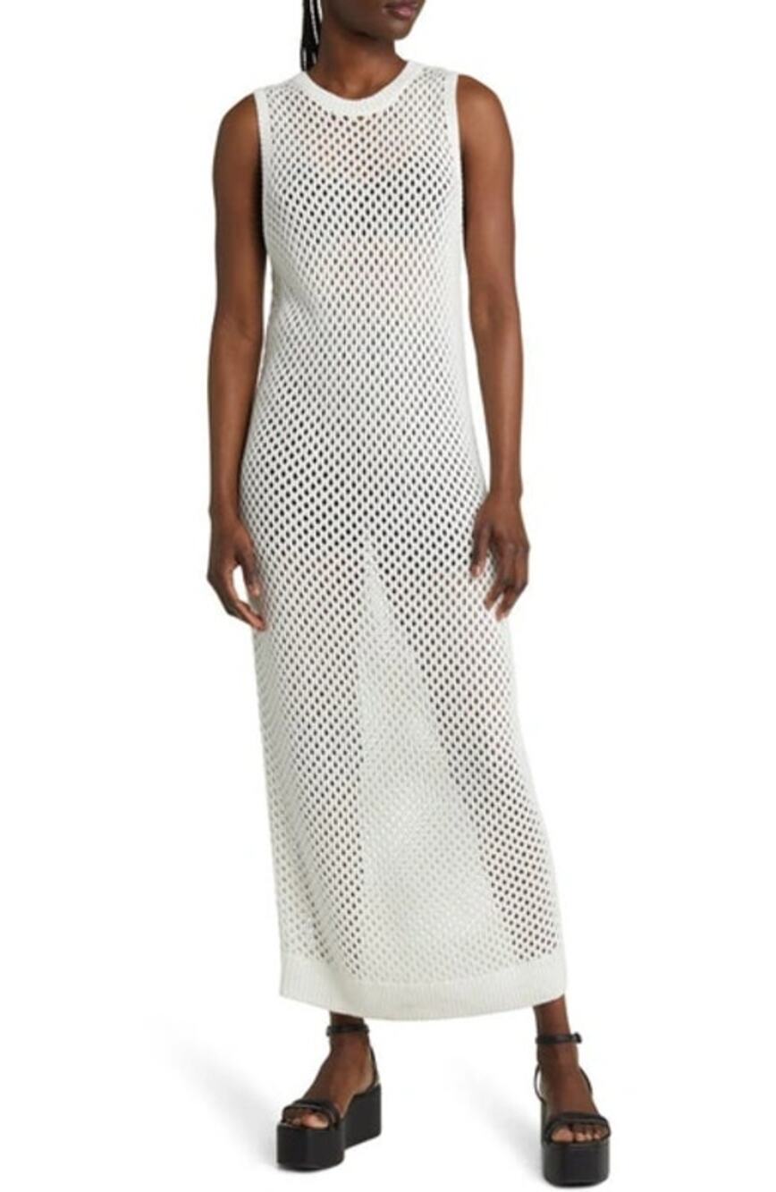OPEN EDIT Open Knit Dress Swim Coverup Nordstrom Ivory Cloud Women's XS